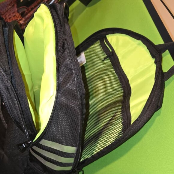 Adidas Classic Backpack Black w/ Neon Green Interior | New No Tags - Picture 8 of 11